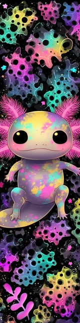 Free kawaii axolotl bookmark featuring neon colors kawaii axolotl